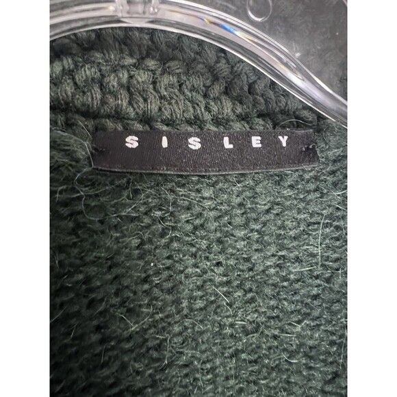 Sisley Green Crochet Tie Front Cardigan Sweater Small S Alpaca - Picture 4 of 6